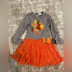 Emily Rose Festive Turkey Dress with Orange Tutu size 6